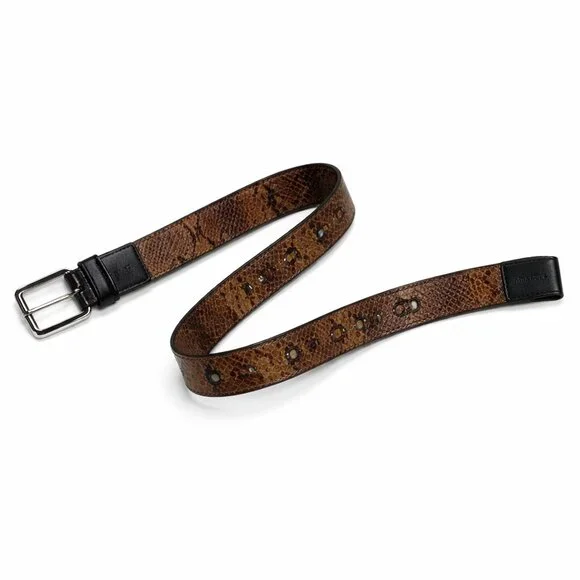 Via Spiga Genuine Leather Textured Belt Brown & Black | Size S NWOT - Picture 4 of 10